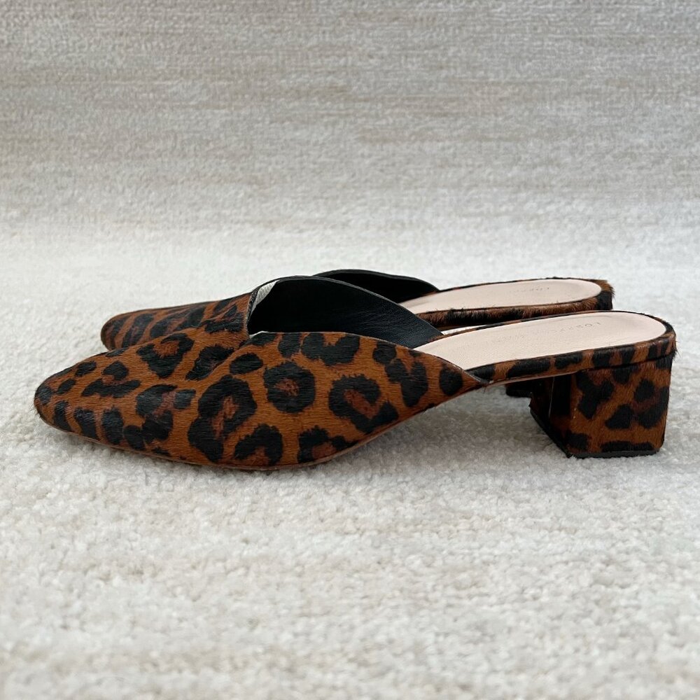 Loeffler Randall Leopard Calf Hair Mules Chunky Heels Shoes 10B